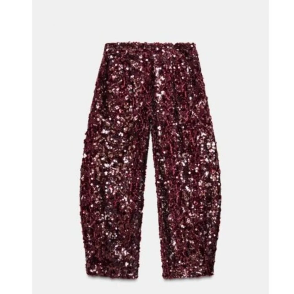 Zara SEQUIN BARREL PANTS Size S and M